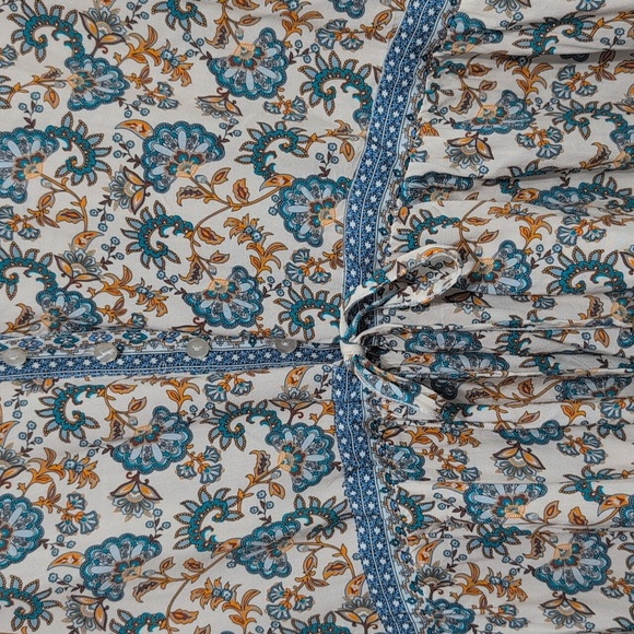 NorthStyle Floral Bohemian Tunic Dress Size 1X Blue And Gold - Picture 5 of 10